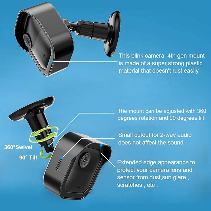 All-New Blink Outdoor Camera Surveillance Mount, 8 Pack Weatherproof Protective Housing and 360 Degree Adjustable Mount for Blink Outdoor 4/Outdoor 2K+/3rd Gen Camera, Black (Camera Not Included)
