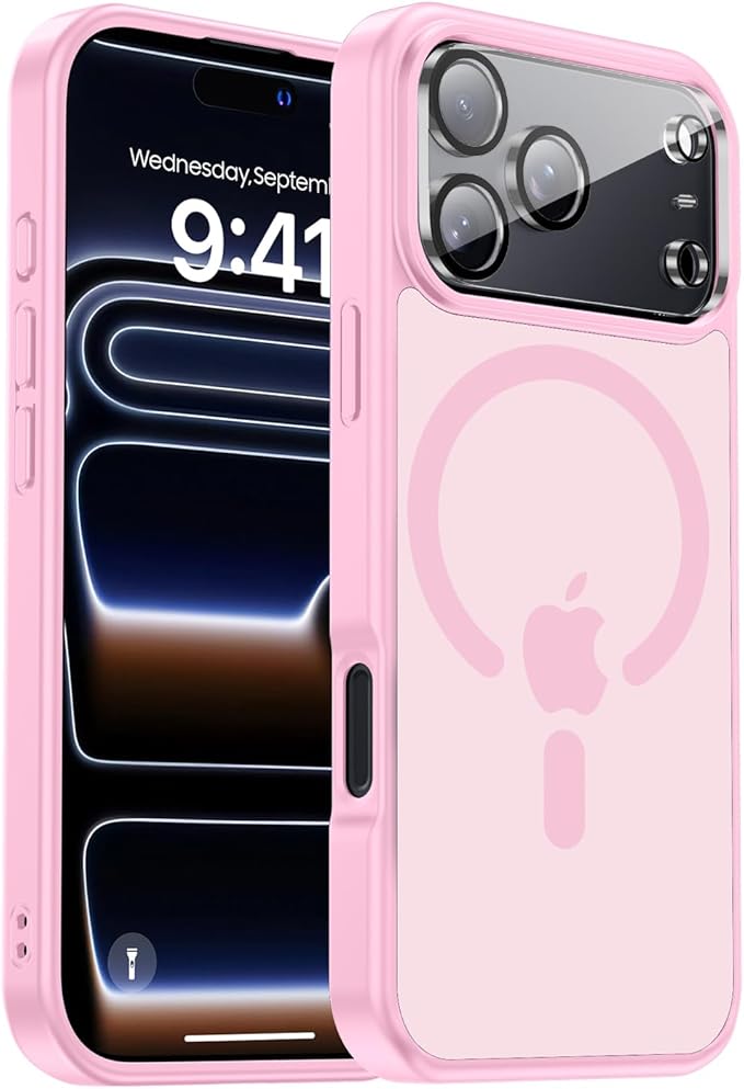 for iPhone 17 Pro Max case with Camera Lens Protector [10Ft Military-Grade Protection] Compatible with fit MagSafe Shockproof Cover Phone case for iPhone 17 Pro max 6.9 inch,Light Pink