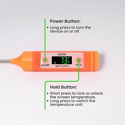 AI Bluetooth Candy & Meat Thermometer with HB Negative LCD, Smart Alerts via App (Type-C Rechargeable) Digital Instant Reading for Candy Making, BBQ, Deep Frying, & Liquids, 8" Long Probe,CT200-BT