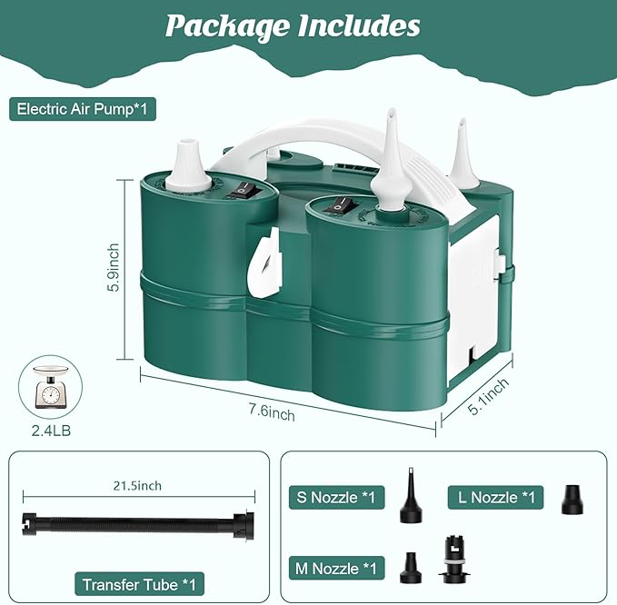 IDAODAN Electric Balloon Pump, Portable Electric Balloon Blower Machine Inflator Air Pump for Party Decorations