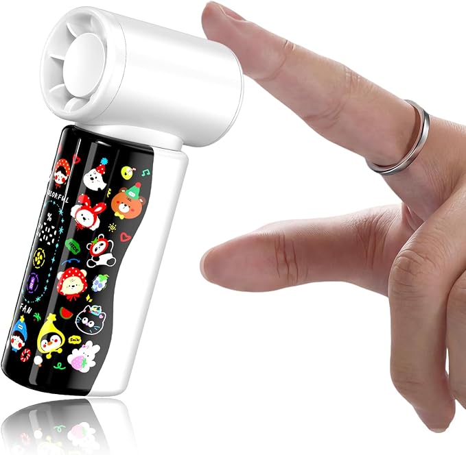 R-fun 2026 Mini Handheld Fan, 18000 RPM High-Speed Turbo Personal Fan with 100 Adjustable Speeds, Flexible Curved Color Screen, Portable Pocket Fan for Travel, Office, Outdoor - Cute Cartoon Design