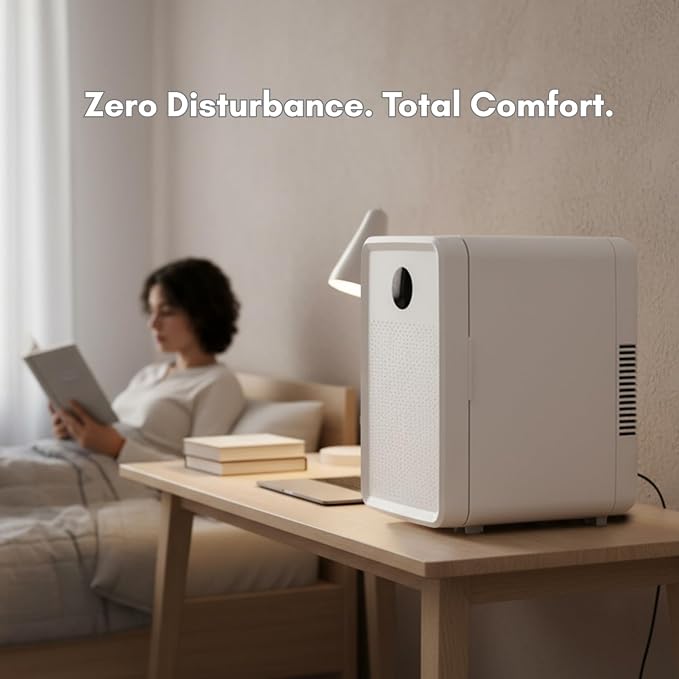 Kikihuose 12L/22L Mini Fridge for Bedroom, Personal Small Refrigerator for Skin Care, Cosmetics, 110V/12V Portable Refrigerator Cooler & Warmer for Drinks, Food, Beauty, Makeup, Dorm, Car, Office