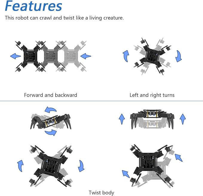 Freenove Quadruped Robot Kit with Remote (Compatible with Arduino IDE), Walking Crawling Twisting, App Remote Control, Servo STEM Project