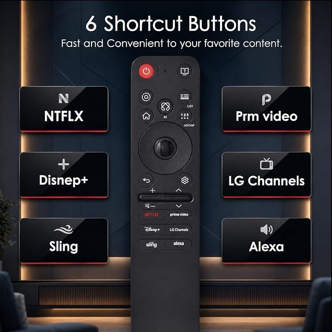 for LG Smart TV Remote, Magic Control with Voice and Pointer Function, Compatible with 2019-2025 LG WebOS, OLED, QNED, NANOCell, 4K, 8K, for AN-MR25GA/MR24GA/MR23GA/MR22GA/MR21GA,2-Year Warranty.