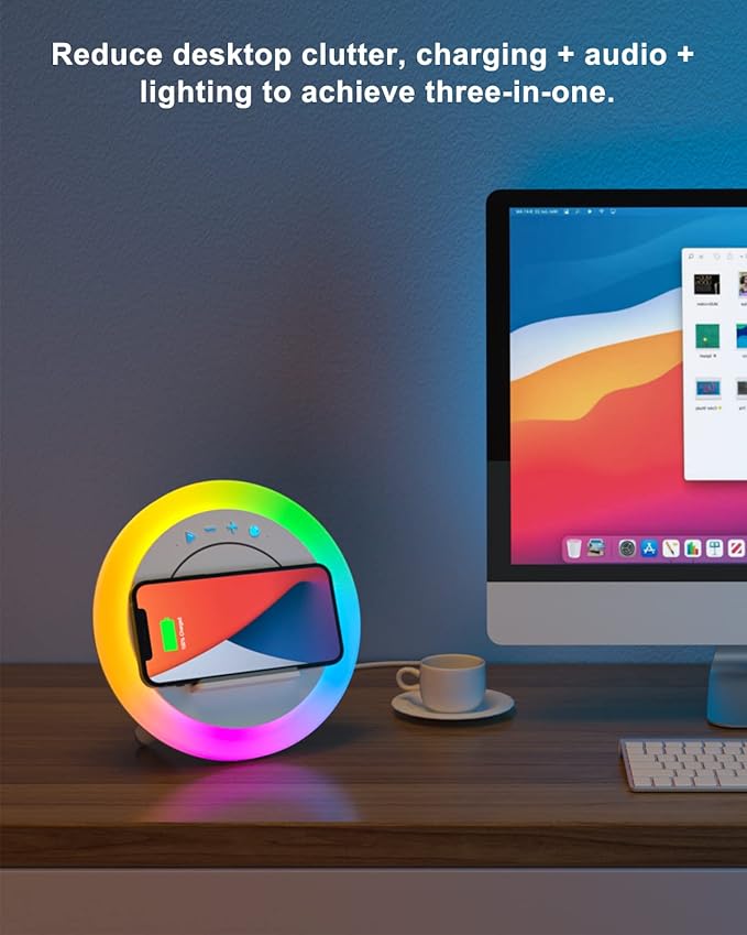SIDVAR Bluetooth Speaker Night Lightsr,Wireless Charging Modern Speaker,Best Teenage Birthday Gift Ideas Tween Girls Gifts