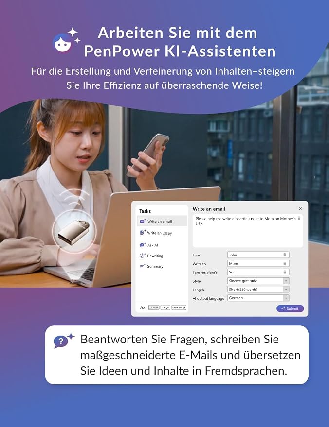 AI VoiceWriter – Smart Dictation & AI Writing Assistant for Windows & Mac | USB Dongle & Mobile App for Voice Input, Proofreading, Rewriting & Multilingual Support