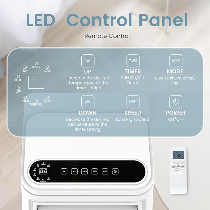 Electactic 10050 BTUs Portable Air Conditioners for Room up to 450 Sq. Ft, Air Conditioners Portable with Cool/Fan/Dry/Sleep Mode, 24H Timer, Remote Control, Window Kit