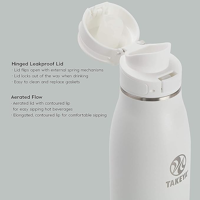Takeya Traveler Stainless Steel Travel Coffee Mug with Flip-Lock Lid (25 oz, Aqua)- Leakproof Insulated Mug for Coffee & Tea
