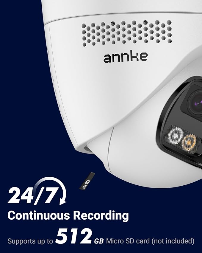 ANNKE FCD600 PoE Security Camera Outdoor with Dual-Lens 180° Filed of View, 6MP IP Surveillance Camera Support Color Night Vision, Person/Vehicle Detection, Two-Way Talk, Built-in SD Card Slot