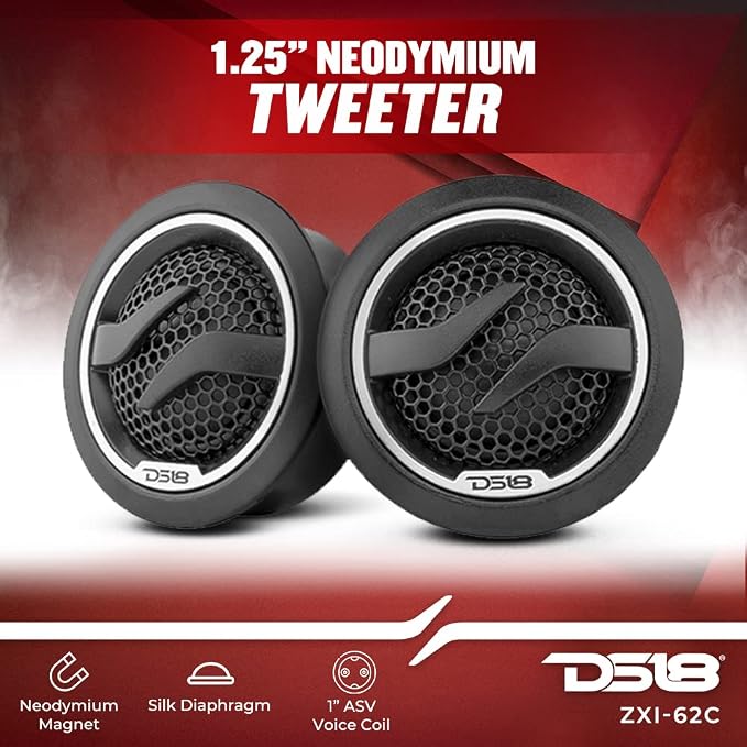DS18 ZXI-62C 6.5" 2- Way Car Audio Component Speaker System with Kevlar Cone - Set of Woofer, Crossover & Tweeter
