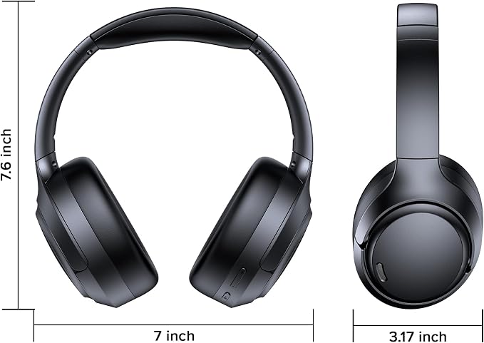 Hybrid Active Noise Cancelling Bluetooth 6.0 Headphones 120H Long Playtime, 6 ENC Mic, Over Ear Headphones Wireless, Hi-Res Audio, Memory Foam Earcup, Transparency Mode ANC Headphone for Travel Office