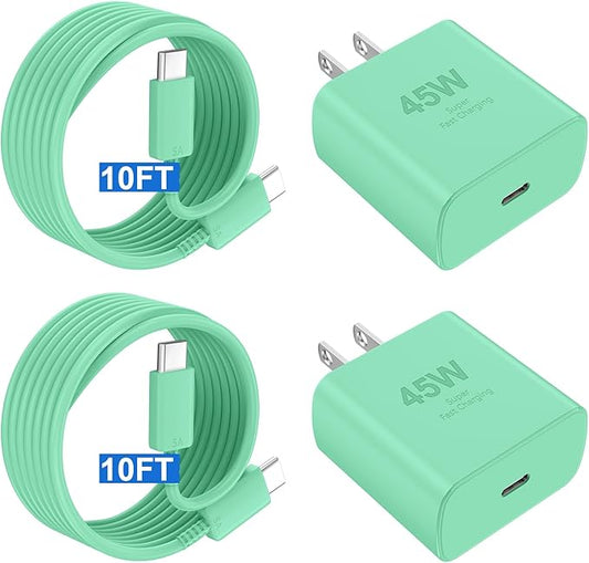 Phone 17 16 Pro Max Charger Fast Charging,45W Phone 17 Charger Type C Chargers USB C Charge Block &10FT Long C Charging Cables Cord for Phones 17/17 Pro/ 17 Pro Max/Air/16 15 Pro Max,Green