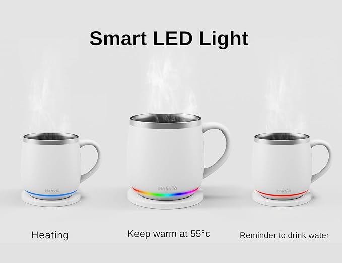 Smart Mug with LED Temperature Display – Coffee Warmer for Office & Home, Perfect Gift for Coffee Lovers,white
