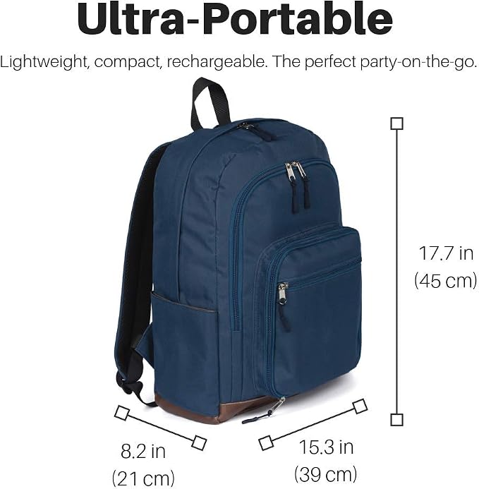 Super Real Bluetooth Speaker Backpack With 20-Watt Speakers & Subwoofer for Parties/Festivals/Beach. Works with iPhone & Android (Blue)