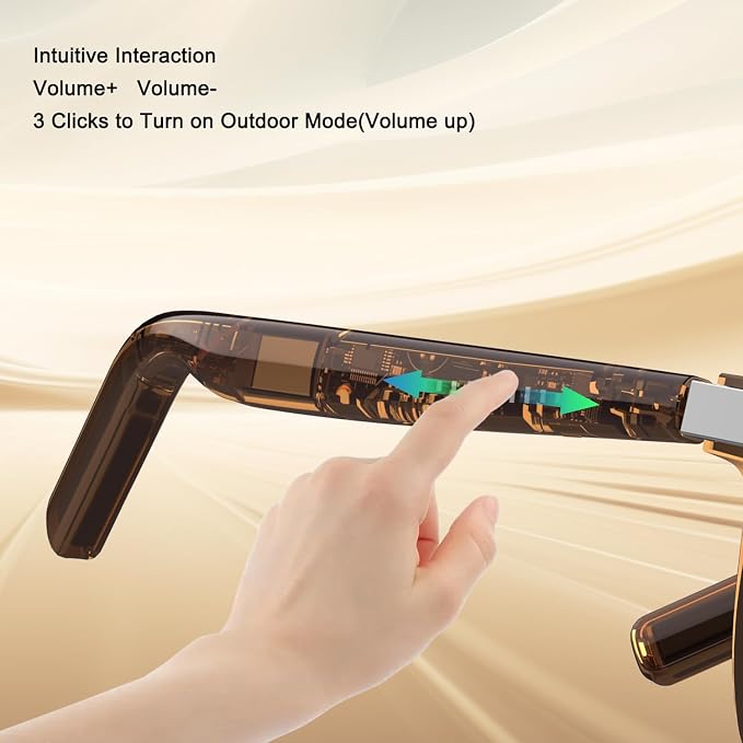 Smart Glasses for Men Women, Open-Ear Audio Bluetooth Glasses, Auto On/Off Sensor, Built-in Mic & Speakers, Voice Assistant, UV Protection Polarized Smart Sunglasses for Outdoor - Brown
