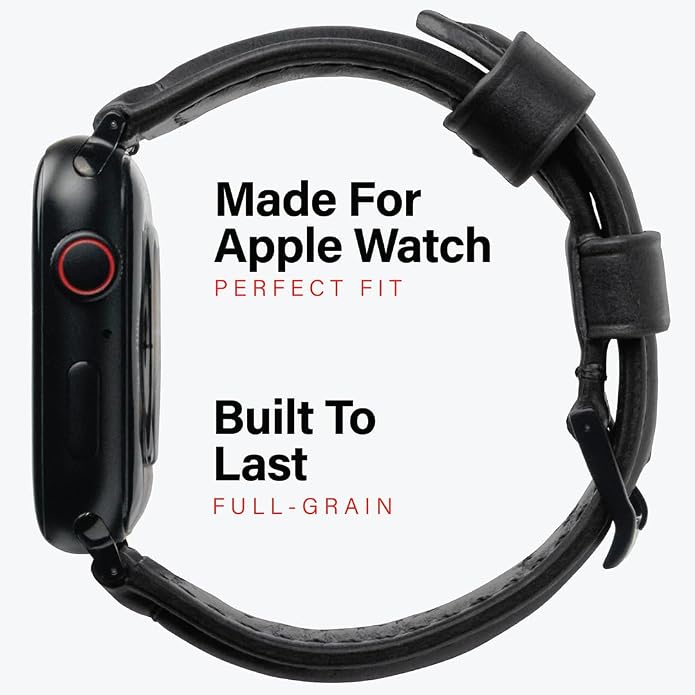 KORDIZ Traditional Leather Band for Apple Watch ULTRA 3, ULTRA 2/1 & Series 11, 10, 9, 8, 7-1, SE3, SE2, SE - Genuine Full Grain Leather Wristband - Men Women Replacement Band for iWatch Apple Watch [ 49mm 46mm 45mm 44mm ]