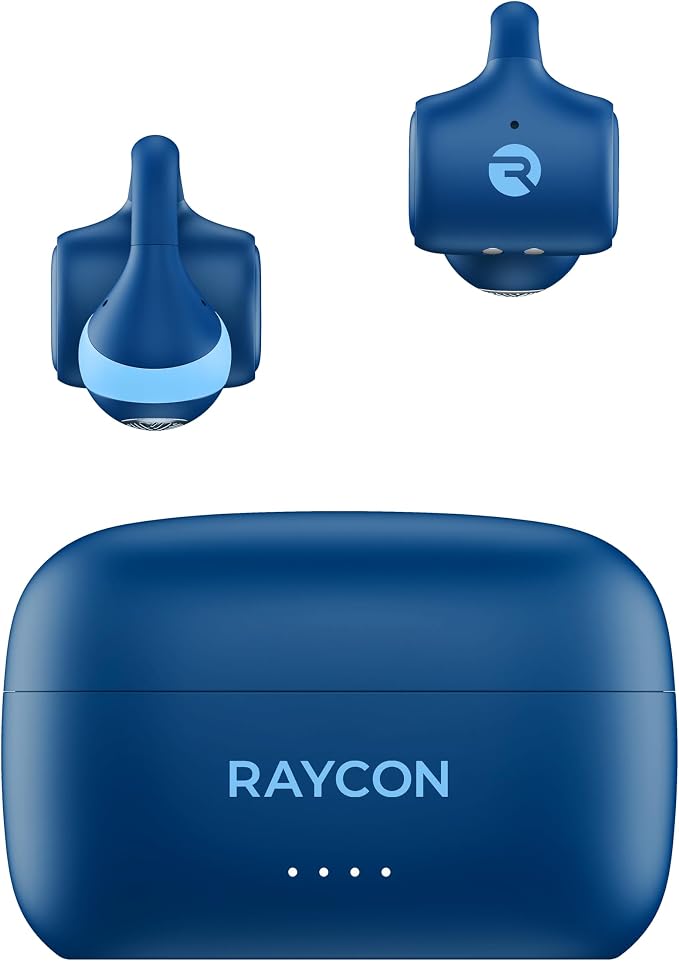 Raycon Everyday Clip On Earbuds - Open Ear Headphones, Lightweight Wireless Earbuds Bluetooth, Sweat & Water Resistant Earphones, Clip Earbuds with Buttons, 30 Hours Battery Life (Blue)