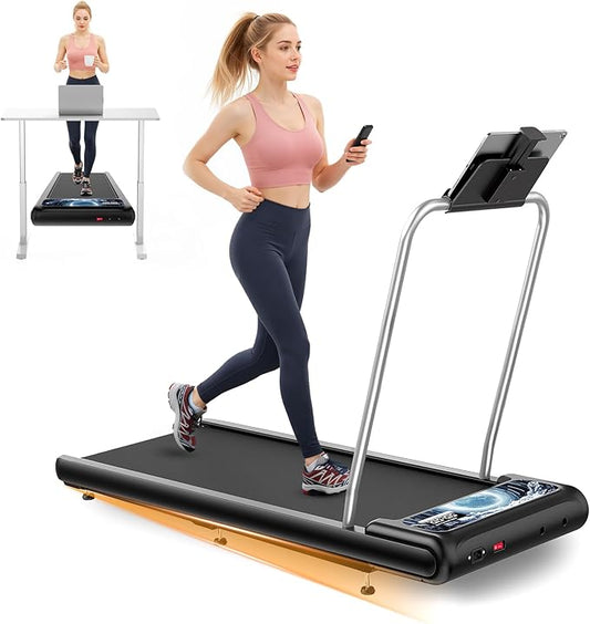 HOELLL Treadmills for Home Small with 0%-8% Incline and APP Sync, Compact Under Desk Walking Treadmill Pad with Handle Bar Removable, Remote Control and LED Display, 2.5HP