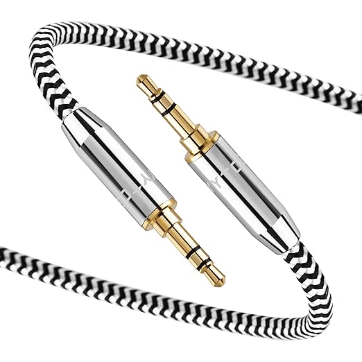 Audiophile 3.5mm Aux Cable (3.28ft/1m) - 4N Oxygen-Free Copper, Gold-Plated & Braided Design for Hi-Fi Sound - Universal TRS Aux Cord for Car/Home/Headphones