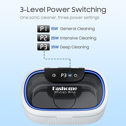 Ultrasonic Jewelry Cleaner, 45kHz Retainer Cleaner Machine for Silver, Glasses, Denture with 2x100ml Cleaning Solution, 3 Power 5 Timer, 304 Stainless Steel Tank, Sonic Cleaner for Home, Jewelry Store | sonic jewelry cleaner degas mode complete accesso...