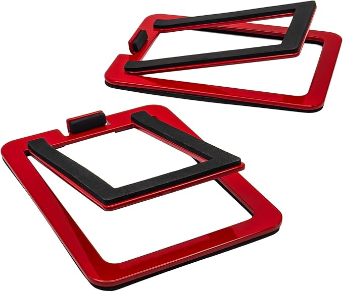 Audioengine DS1M Metal Speaker Stands Pair – Desktop Speaker Stands for Computer Speakers, Studio Monitors and Bookshelf Speakers - Red