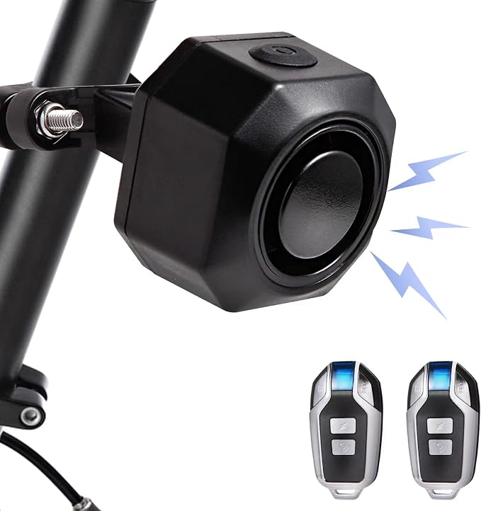 Two Packs Bike Horn Electric Vehicle Alarm Wireless Vibration Alarm System with Motion Sensor Waterproof Rechargeable Antitheft Alarm for Ebikes Bike Scooter