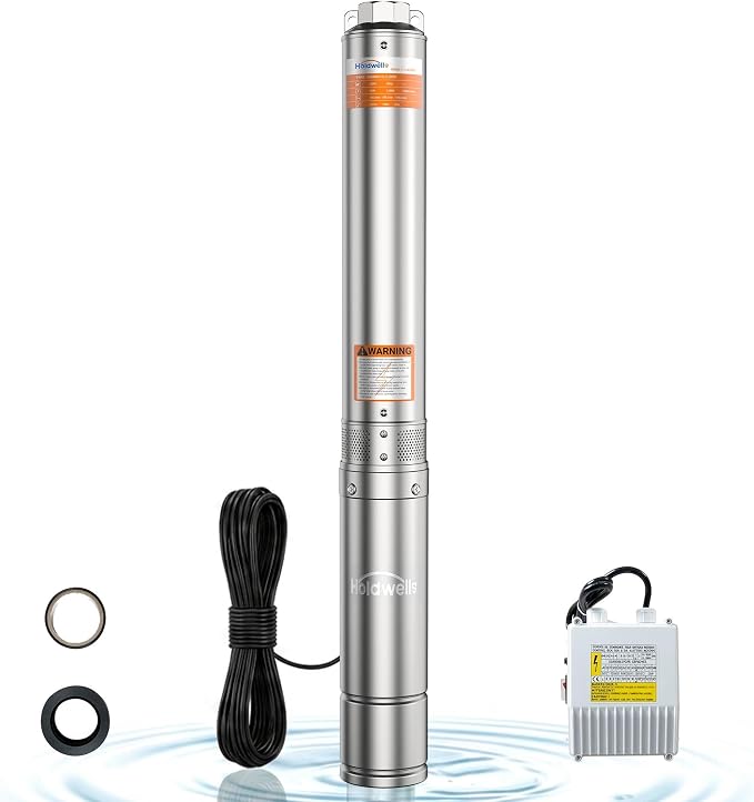 1.5HP Deep Well Submersible Pump 115V/60Hz, 4 Inch Stainless Steel, External Controller, 33ft Cord, 37GPM Flow 276ft Head, IP68 Waterproof for Industrial, Irrigation, Home Use
