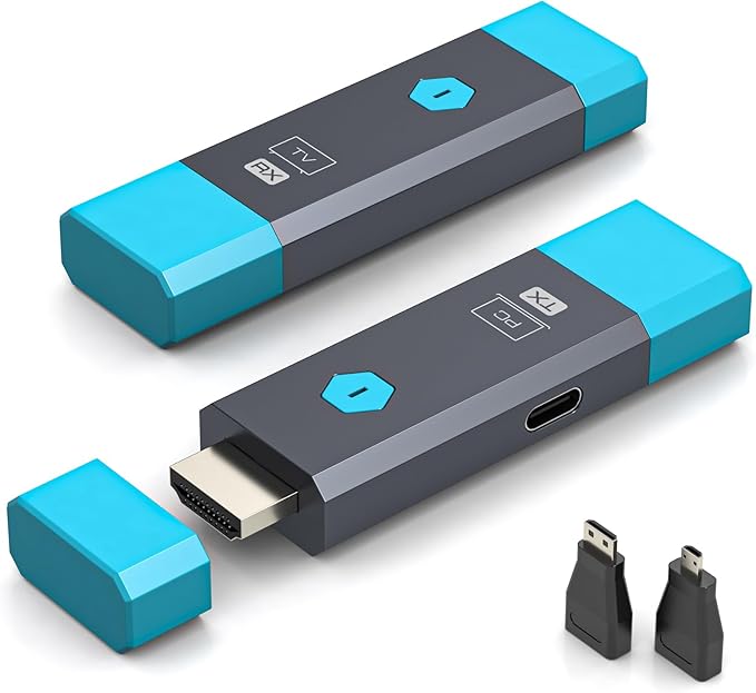 328FT/100M Wireless HDMI Transmitter and Receiver Portable 2.4G+5.8G Plug & Play Support 4K Decode 1080P Output Wireless HDMI Extender Kit for Audio to Monitor from Laptop/TV Box/Projector