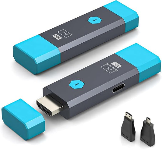 328FT/100M Wireless HDMI Transmitter and Receiver Portable 2.4G+5.8G Plug & Play Support 4K Decode 1080P Output Wireless HDMI Extender Kit for Audio to Monitor from Laptop/TV Box/Projector