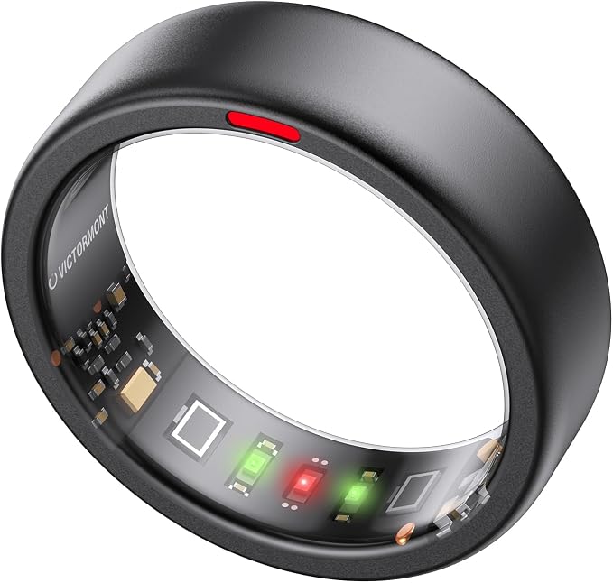 Smart Ring Pro, No App Subscription, Sleep & Activity Tracker with Heart Rate Monitoring, 7 Days Battery Life, IP68 Waterproof Fitness Ring, Compatible with iOS & Android(Matte Black,10)