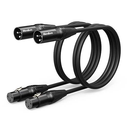 10ft XLR Cable for Microphone 2-Pack, XLR Male to Female Balanced Cable, Nickel-Plated 3-Pin, Chuck-Type Strain Relief, Shielded Low Noise OFC Mic Cord for Mixers, Speakers, Stage & Live (Black)
