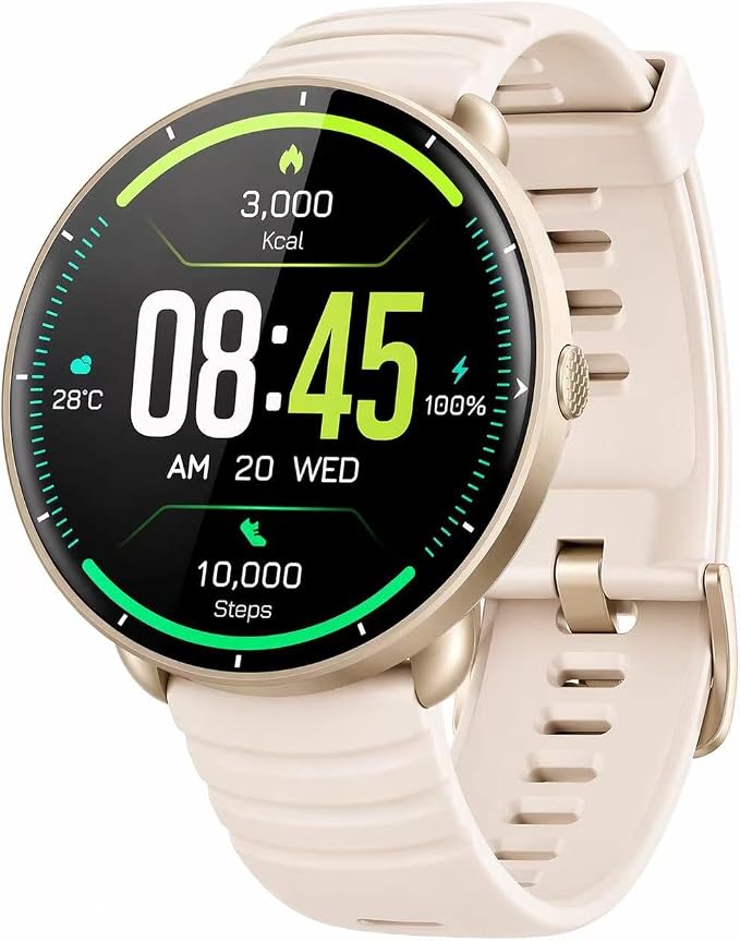 Smartwatch for Swimming 5ATM with GPS, Compass, AI Swim Analysis, Heart & Sleep Tracking, 100+ Sports Modes, HD Display, Long Battery Life, Fitness & Outdoor Training Watch - Men & Women (LIGHT BEIGE)