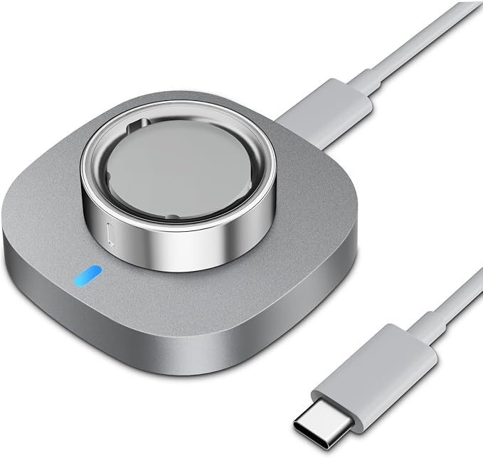 Charger Compatible with Aura-Ring Gen 4 Size 5,Fast Safe Charging Dock and USB-C Cable,Silver Gray