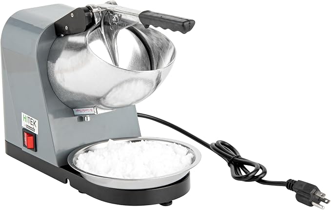Restaurantware Electric Ice Crusher Machine - 65 Kg/Hr - Plastic Ice Shaver With Stainless Steel Blades - Compact Gray Space-Saving Kitchen Countertop Use