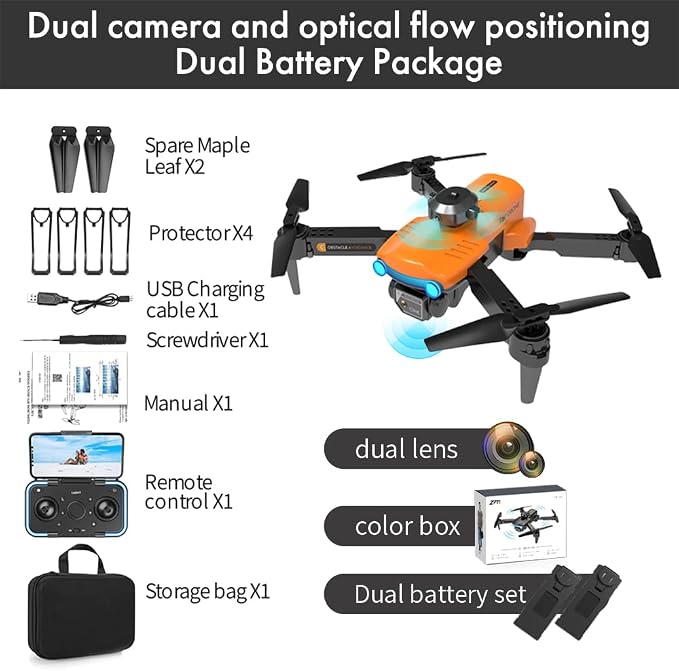 F187 Foldable Drone with 4K HD Dual Camera, Obstacle Avoidance, Colorful LED Lights, Long Flight Time, Auto Return, HD Aerial Photography Quadcopter