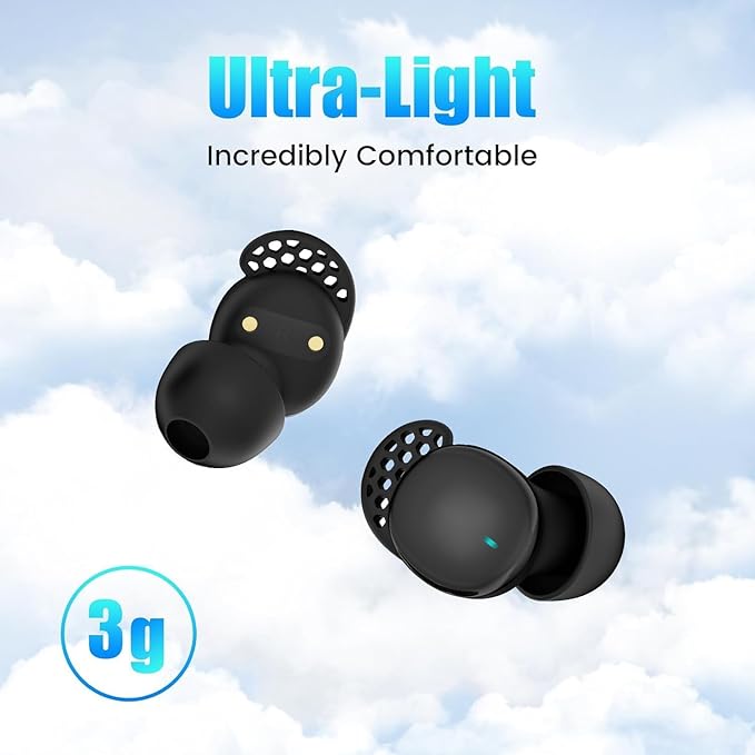 Sleep Earbuds for Side Sleepers, Wireless Noise Cancelling Sleep Headphones with Sleep Mode, LED Power Display, Comfort Fit for Sleeping, Working, Hiking (Mint Green)