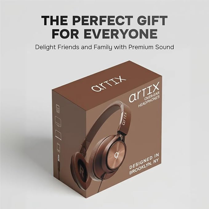 Artix CL750 Adults & Kids Headphones with Cord - Plug-In Over Ear Headphones Wired with Mic and Volume Control, Corded Head phones for Laptop, Computer, Chromebook, Tablet & Smartphone with 3.5mm Jack