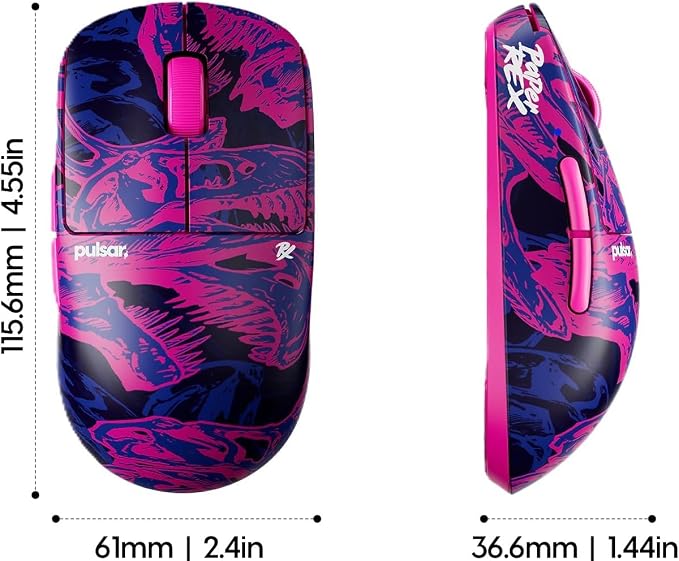 Pulsar Gaming Gears X2 Crazylight Wireless Gaming Mouse, Ultra Lightweight 1.27 oz (36g), Optical Switch, 32000 DPI, 750 IPS, XS-1 Sensor, 8k Compatible (Mini, Purple, Paper Rex Edition)