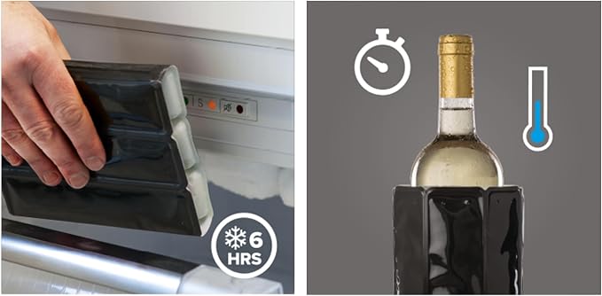 Vacu Vin Wine Cooler Hexo – Graphite – Modern Active Wine Bottle Chiller with Removable Cooling Sleeve – Geometric Design – Reusable, Ice-Free Cooler – Fits Standard Bottles – Tabletop Wine Accessory