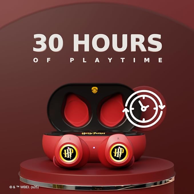 iJoy Harry Potter Gryffindor Wireless Bluetooth Earbuds with Charging Case, Built-in Mic, 30 Hr Playtime, Officially Licensed | Harry Potter Gifts for Women, Men, Teens, Kids & All Fans of Gryffindor