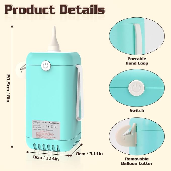 AXHJ Balloon Pump Electric Air Pumps, 2-in-1 Electric Air Balloon Pump，Balloon Inflator for 260q,Foil, Latex Balloons and Sport Balls