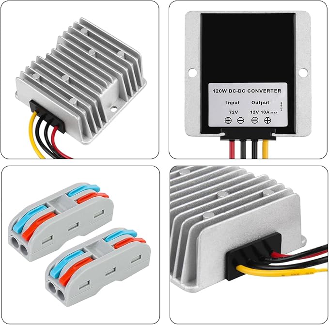 HOMELYLIFE DC 72V 60V 48V 36V Step Down to 12V 10A 120W Voltage Regulator Buck Converter Reducer Power Converter Waterproof Module Transformer for Golf Cart