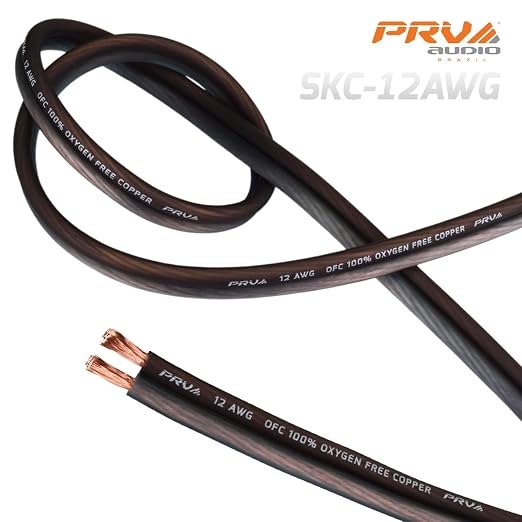 PRV AUDIO 12 Gauge (AWG) Speaker Wire Premium Oxygen-Free Copper OFC - 100 Feet Roll (Black/Grey) Ultra Flex Cable for Car Home Audio Applications