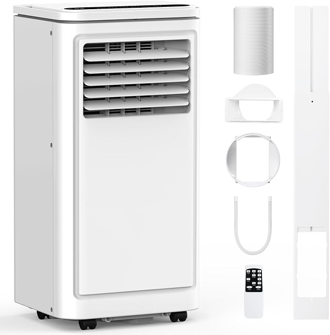 8000 BTU Portable Air Conditioners for Room up to 350 Sq. Ft, 3-in-1 Mini AC Unit for Bedroom with Dehumidifier & Fan Mode, Remote Control, Sleep Mode, 24H Timer
