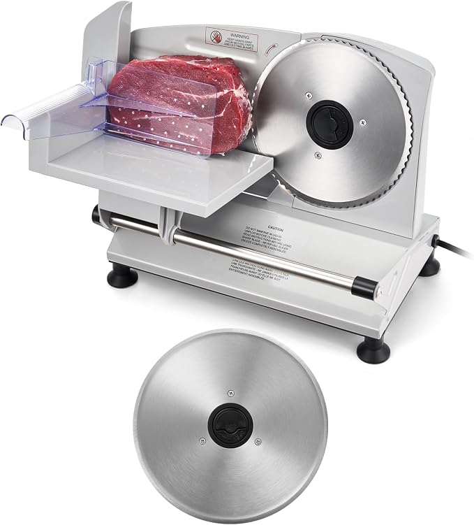 VEVOR Meat Slicer, 6.7" Electric Deli Slicer Machine with 2 SUS420 Blades, 0-0.6 inch Adjustable Thickness, 150W Home Food-Slicer for Meat, Ham, Baguett, Steak, ETL Approved