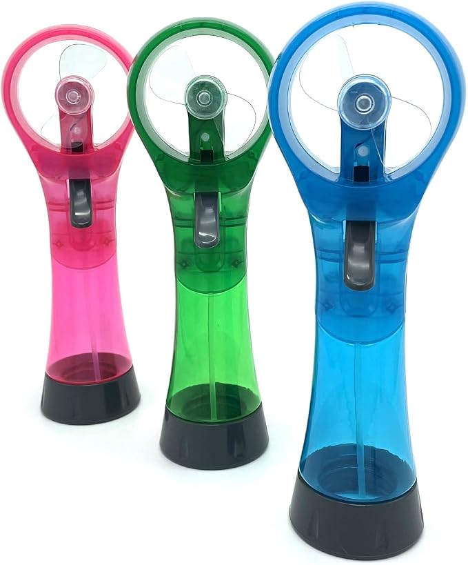 BJPEY Water Misting Fans Portable Personal Handheld Spray Fan Cooling Outdoor Cooler, Pack of 3 (Blue/Green/Pink)