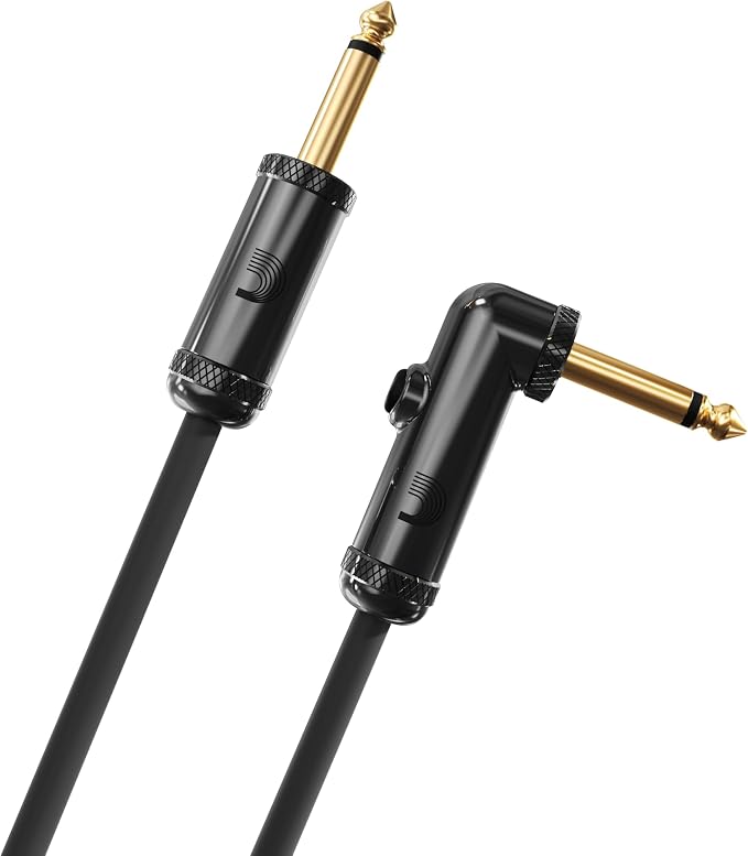 D’Addario Accessories Custom Series Circuit Breaker Guitar Cable - Momentary Kill Switch Instrument Cable with ¼ Inch Ends - On/Off Switch for Silent Instrument Changes - Right Angle, 20 feet