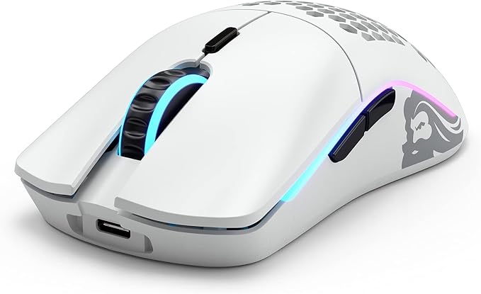 GLORIOUS Model O Wireless Gaming Mouse - Superlight, 69g Honeycomb Design, RGB, Ambidextrous, Lag Free 2.4GHz Wireless, Up to 71 Hours Battery - Matte White
