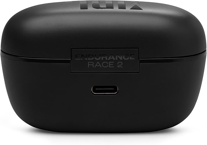 JBL Endurance Race 2 - Waterproof (IP68) Sports True Wireless Earbuds with 4 mics for Crisp, Clear Calls, JBL Pure Bass Sound, 48Hrs of Playback, Plus Speed Charging & Active Noise Cancelling (Black)