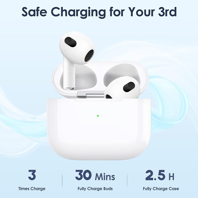 Wireless Charging Case Replacement Charging Case for AirPods 3rd Generation Charging case, Only Compatible with AirPod 3rd Gen Charging Case (Not Pro 3), with Blue-Tooth Sync Button,(L-Port)